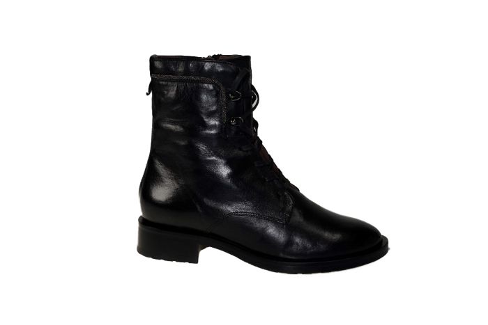 Mjus bikerboot in zwart leer met randje