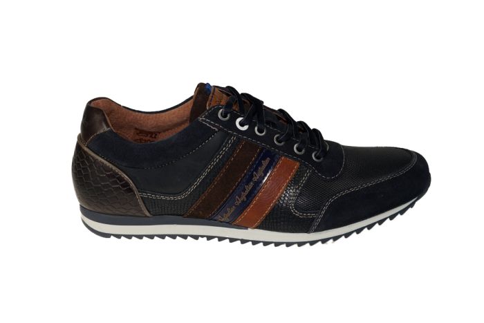 Australian veterschoen in blauw leer met suede
