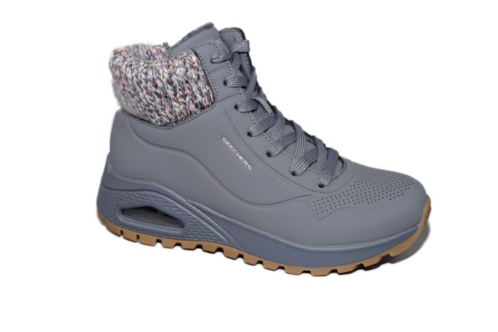 Skechers veterboot in grijs met stof rand UNO Zool