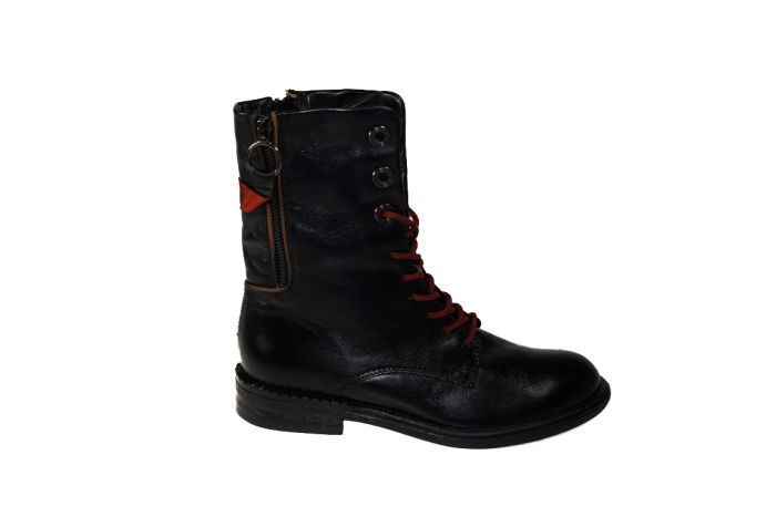 Mjus bikerboot in zwart met koord achter