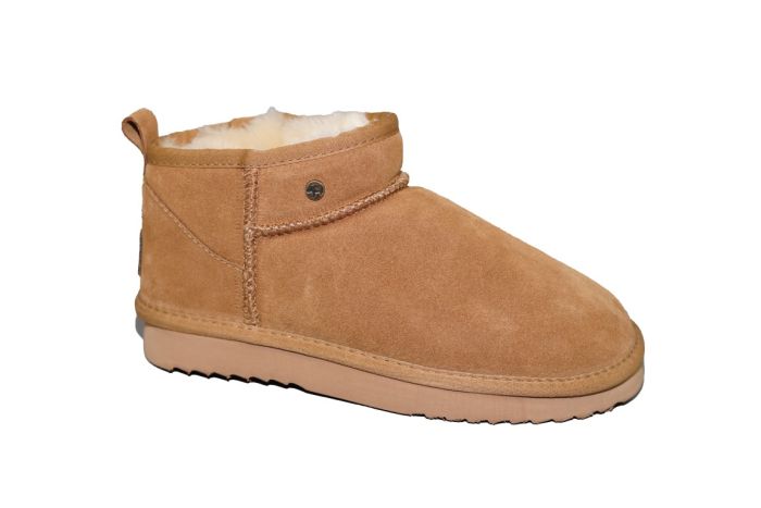 Warmbat laarsje in cognac suede gevoerd