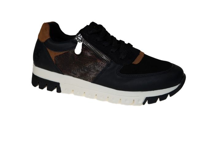 Rieker sneaker in zwart bruin combi