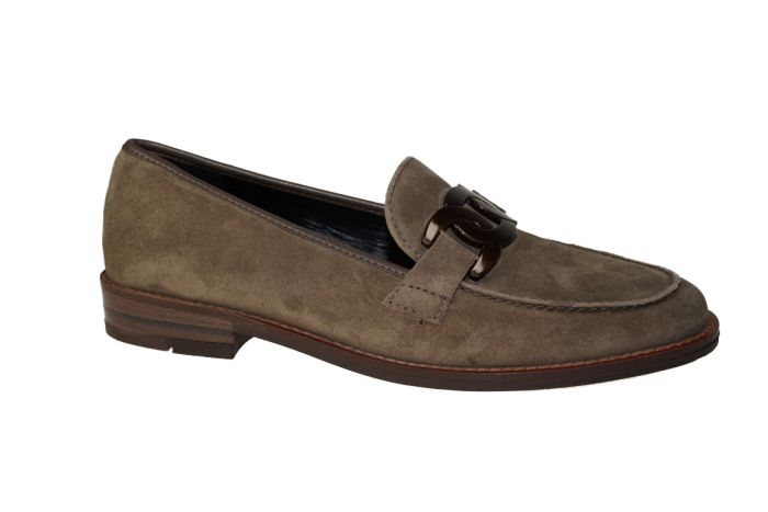 ARA moccasin in taupe suede met ketting
