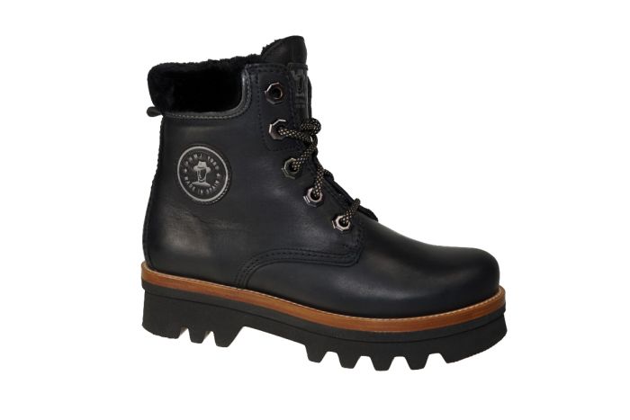 Panama Jack bikerboot in zwart leer grove zool