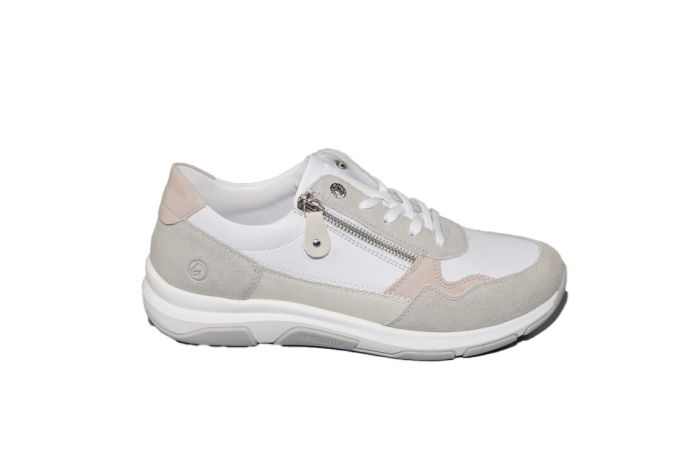 Remonte Sneaker beige wit combi ritsje