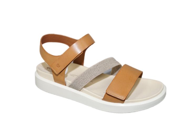 Ecco Sandaal in cognac leer combi