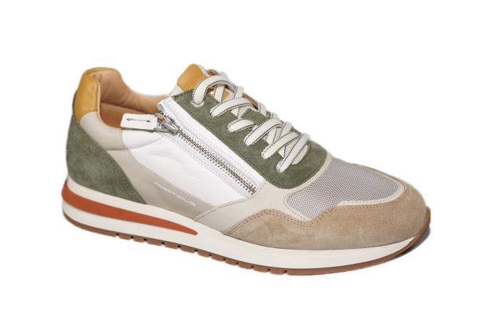 Ambitious veteschoen in beige groen combi Rits