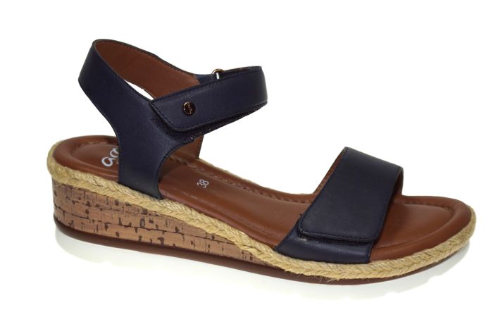 Ara sandaal in blauw leer met klitteband