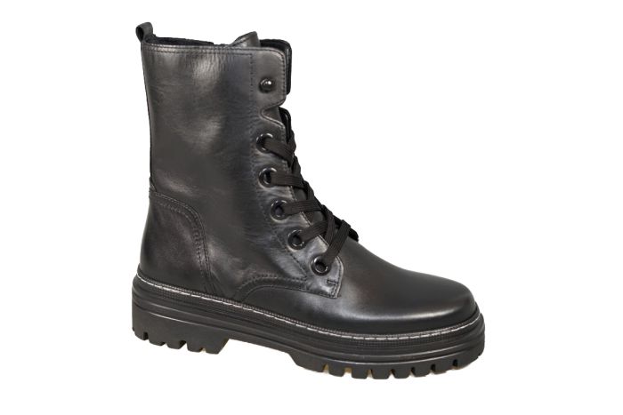 Gabor Bikerboot in zwart leer grove zool