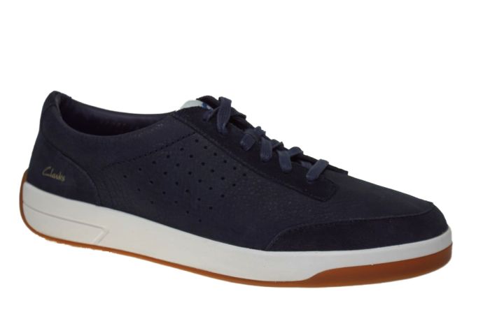 Clarks veterschoen in blauw nubuck sportief