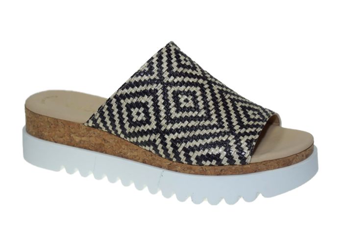 Gabor slipper zwart beige multi print