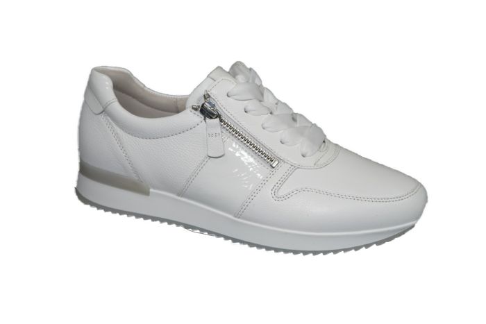 Gabor sneaker in wit leer met lak zijkant