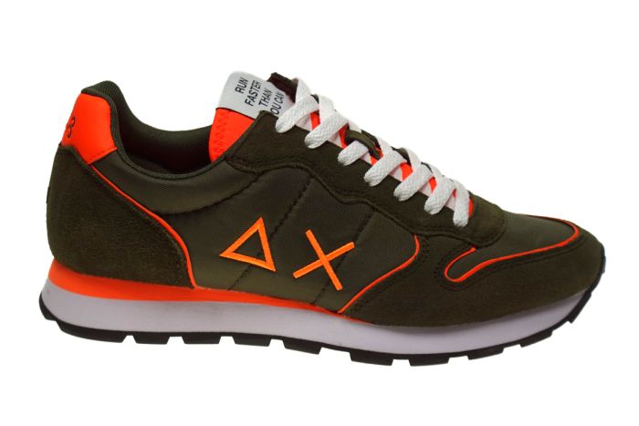 Sun 68 sneaker in groen stof met oranje randje