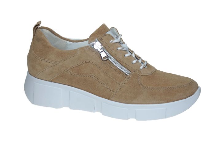 Waldlaufer sneaker in beige suede met ritsje