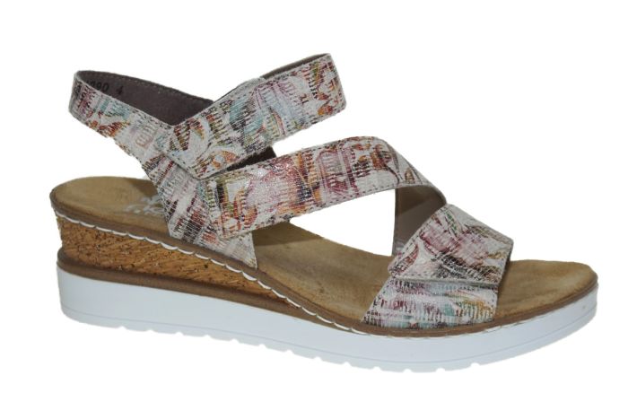 Rieker sandaal in multi print op sleehak