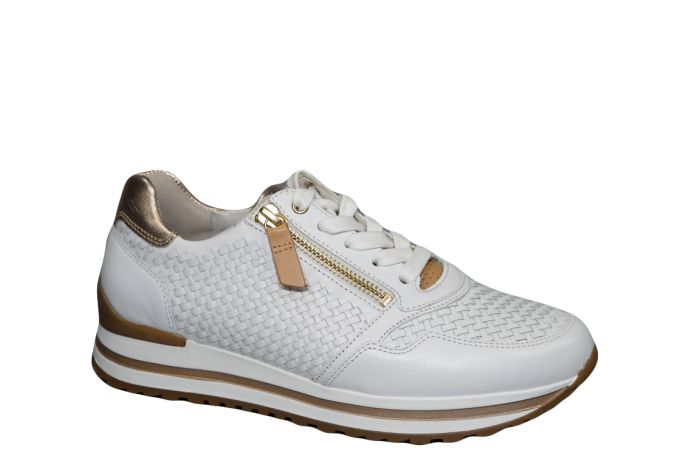 Gabor sneaker in wit fijne vlecht leer