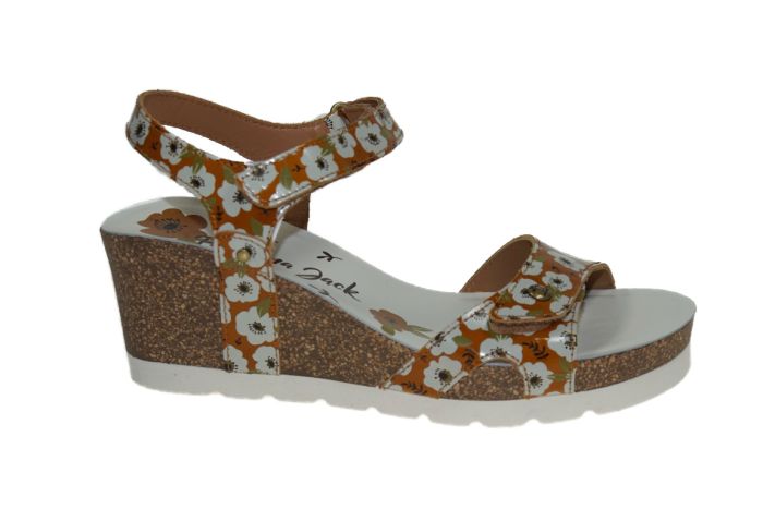 Panama Jack sandaal in cognac met bloemen