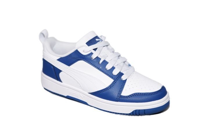 Puma Rebound V6 Lo Jr in blauw wit combi