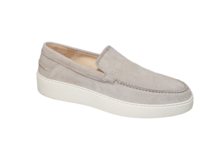 Berkelmans instapper in licht grijs suede wit zool