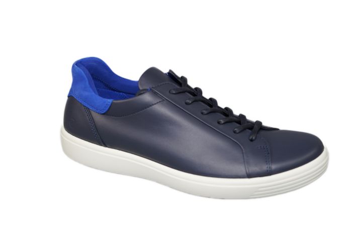 Ecco veterschoen in blauw leer Easy Slip lace