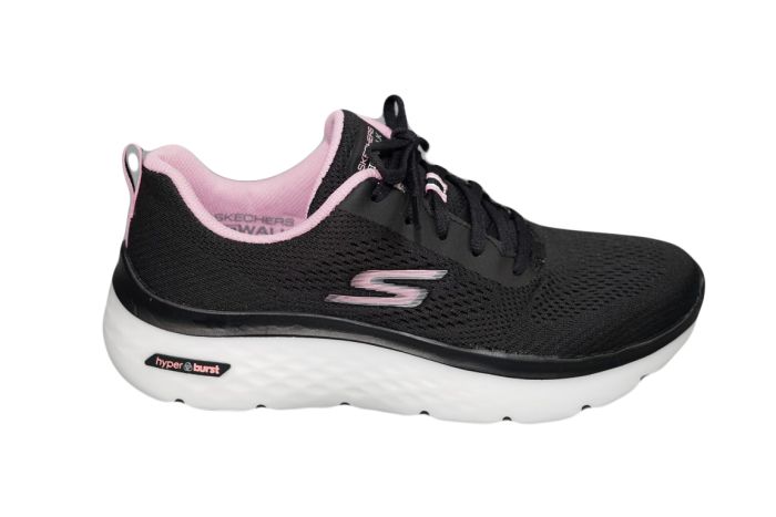 Skechers veterschoen in zwart/rose stof Go Walk