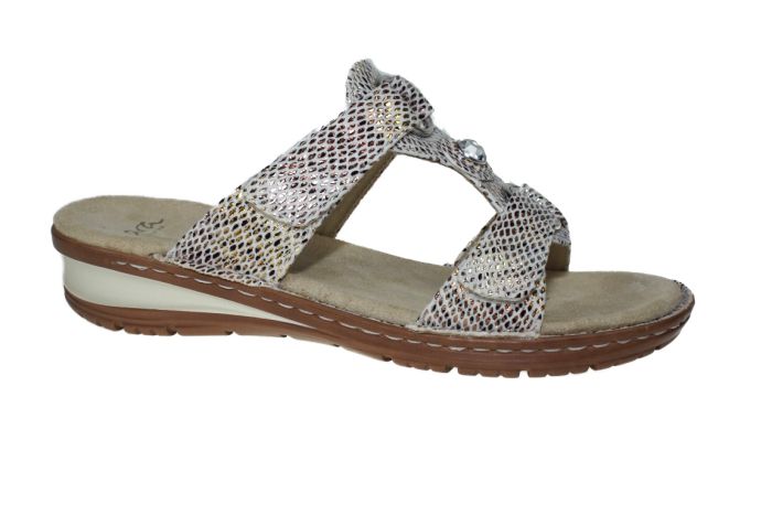 Ara slipper in beige snake combi met klitteband