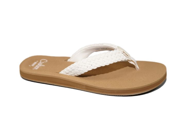 Reef teenslipper in wit vlecht schuim voetbed