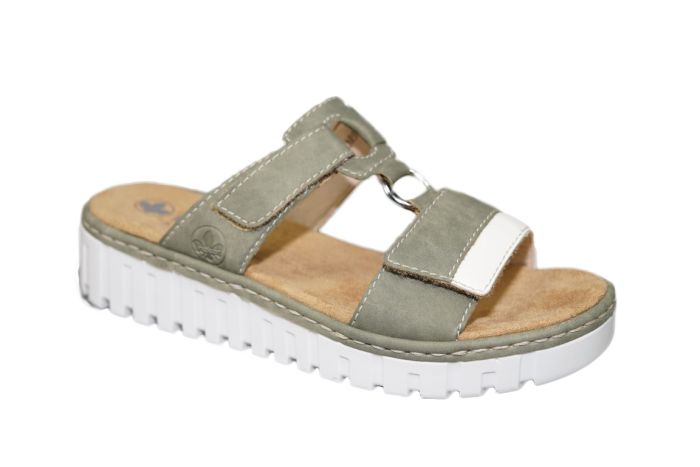 Rieker slipper in groen combi klitteband