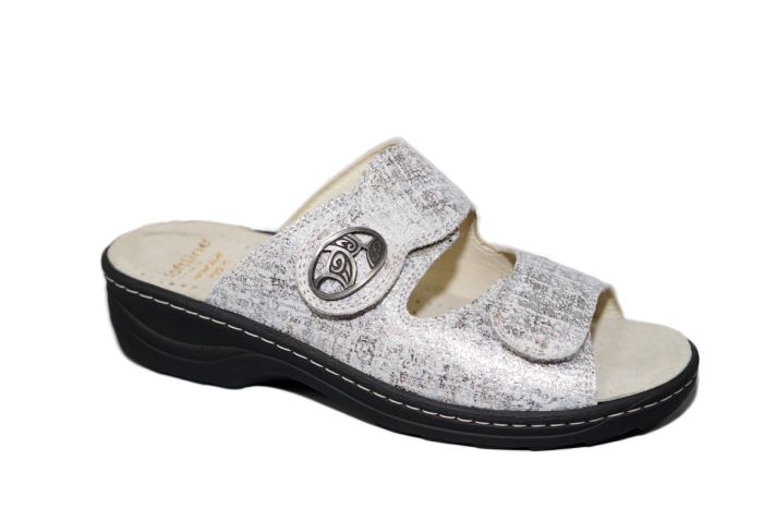 Fidelio slipper in zilver met uitneembaar voetbed