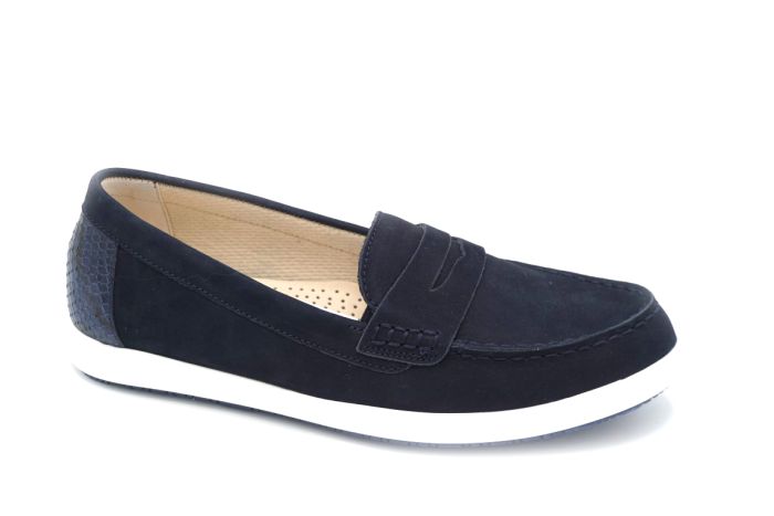 Gabor moccasin in blauw nubuck