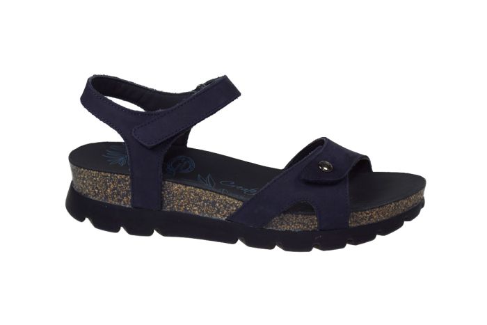 Panama Jack sandaal in blauw leer platte hak