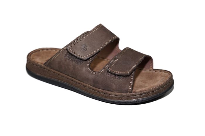 Rohde slipper in bruin nubuck met 2 klitteband