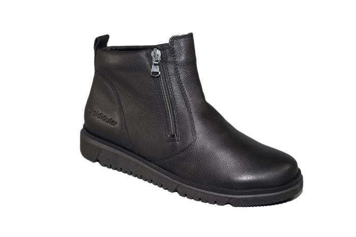 Waldlaufer Boot in zwart leer plat 2 ritsen