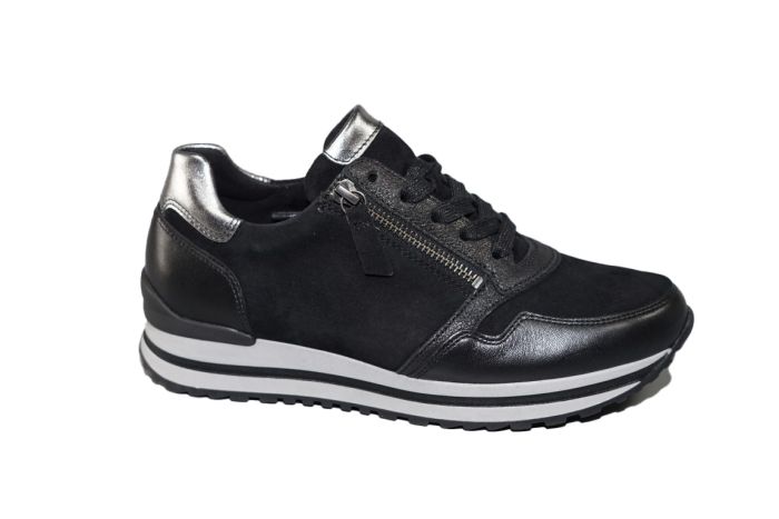 Gabor sneaker in zwart suede leer combi