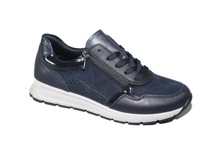 Remonte Veterschoen in blauw met witte zool plat