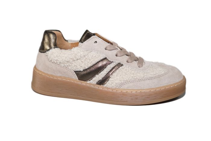 Gabor sneaker in offwhite met teddy stof