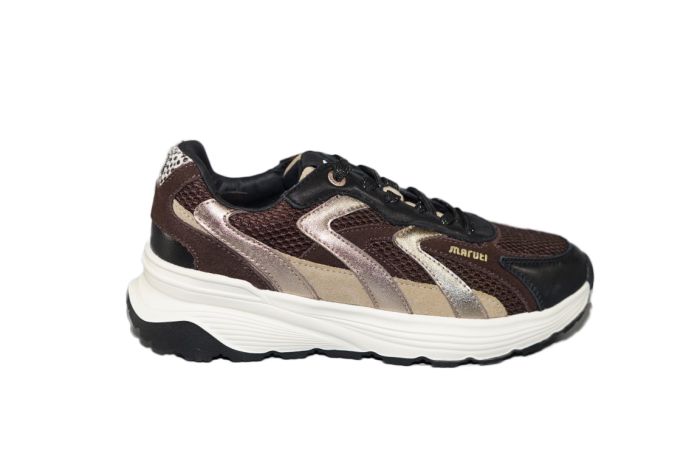 Maruti Sneaker in bruin met zwart combi dikke zool