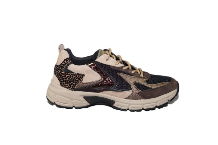 Gabor sneaker in zwart bruin sportief combi