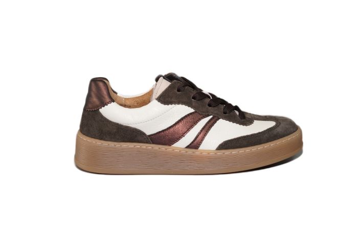 Gabor sneaker in wit met bruin suede combi