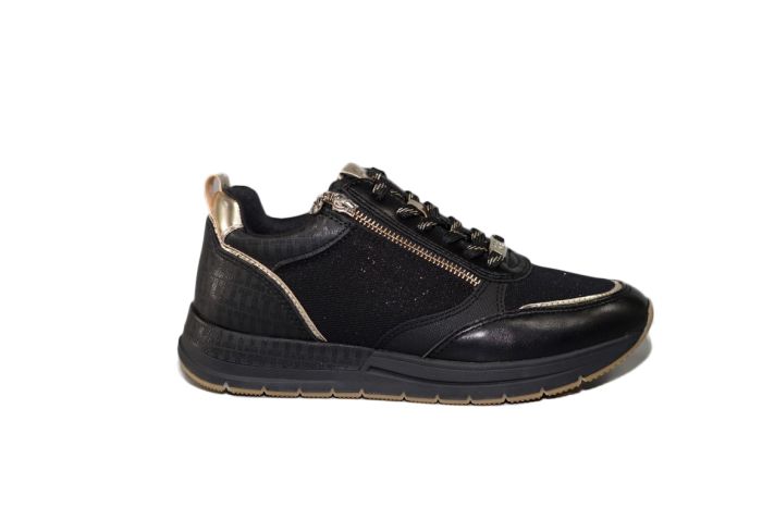 Tamaris sneaker zwart met goud combi sportief