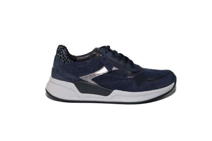 Gabor Sneaker in blauw suede metalic combi