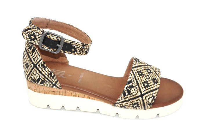 Pitt Sandaal in beige print op sleehak