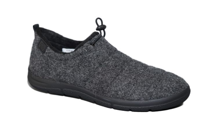 Rohde Pantoffel in Anthracite stof met elastiekje