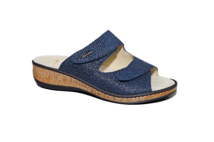 Fidelio softline slipper in blauw met kurk zool