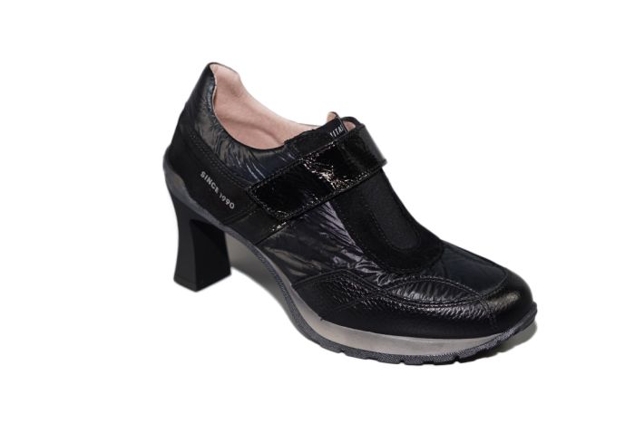 Hispanitas sneaker stiletto in zwart klitteband