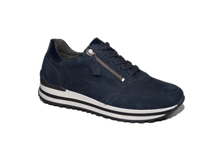 Gabor Sneaker in blauw suede  Rits op zijkant