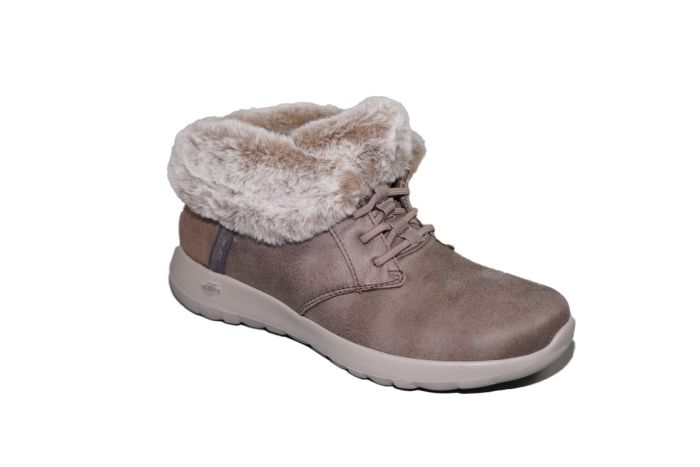 Skechers instapboot taupe met bontje Slip IN