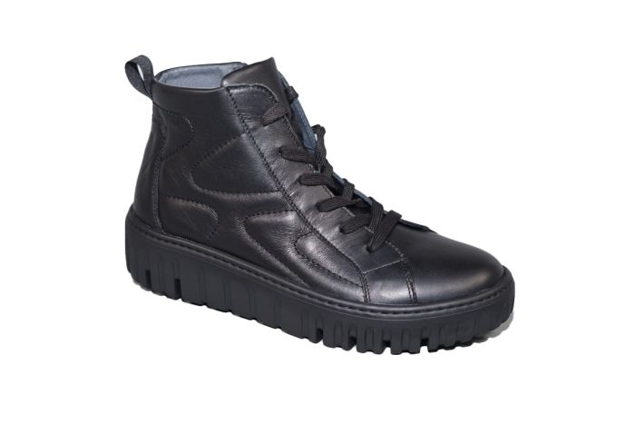 Waldlaufer veterboot zwart leer zwart zool