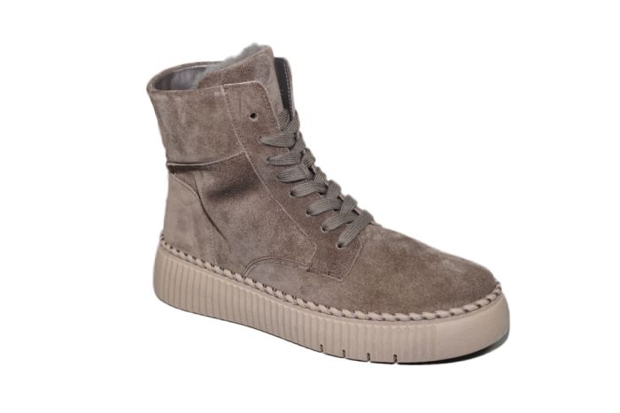 Gabor veterboot in taupe suede met dikke zool
