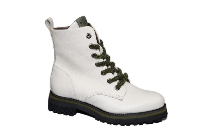Piedi Nudi Bikerboot in wit met groen accent